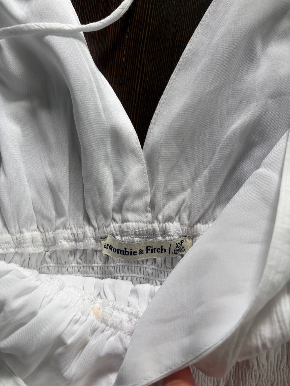 Abercrombie & Fitch White V-Neck Smocked Waist Maxi Dress - Picture 2 of 3